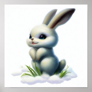 Affiche Peinture 3D d'aquarelle d'un lièvre arctique