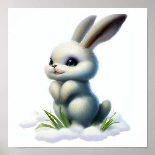 Affiche Peinture 3D d'aquarelle d'un lièvre arctique (Devant)