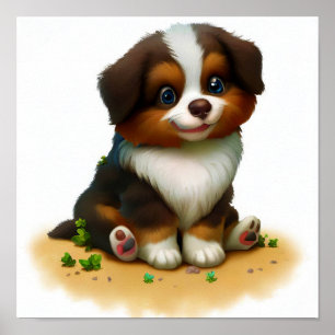 Affiche Peinture 3D d'un berger australien