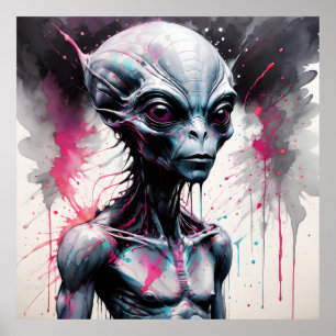 Affiche Peinture à éclaboussure Alien