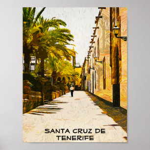 Affiche Peinture à huile père Noël Cruz de Tenerife