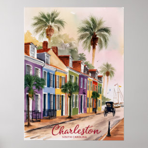 Affiche Peinture à l'aquarelle de Charleston Caroline du S