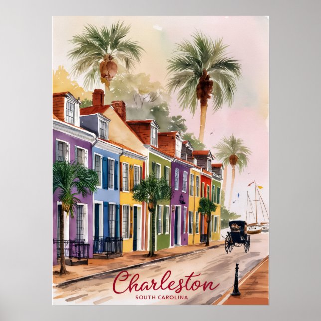 Affiche Peinture à l'aquarelle de Charleston Caroline du S (Devant)