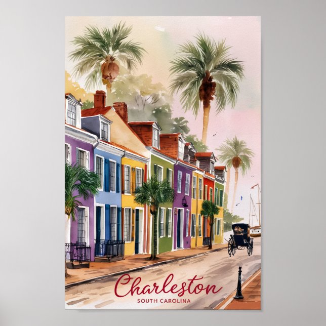 Affiche Peinture à l'aquarelle de Charleston Caroline du S (Devant)