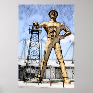 Affiche Peinture à l'aquarelle de la statue de Driller d'o