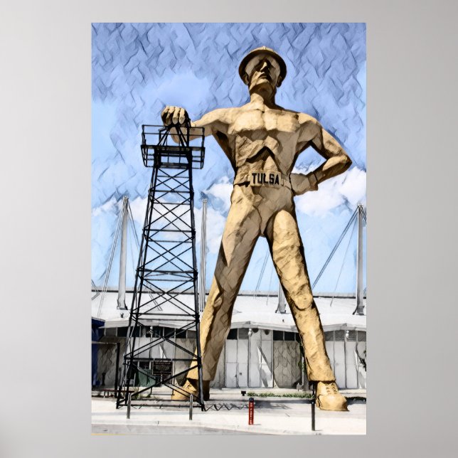 Affiche Peinture à l'aquarelle de la statue de Driller d'o (Devant)