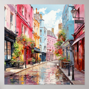 Affiche Peinture à l'aquarelle de style bohémien de Londre