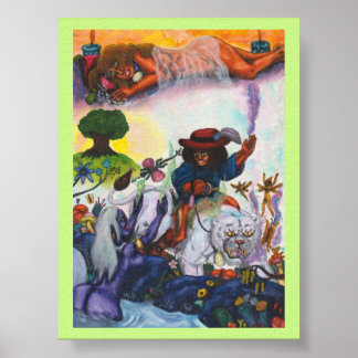 Affiche Peinture à l'aquarelle Éros monte Aurore Lionne Rê