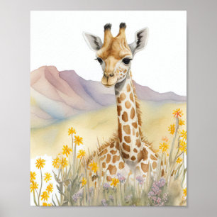 Affiche Peinture à l'aquarelle Giraffe