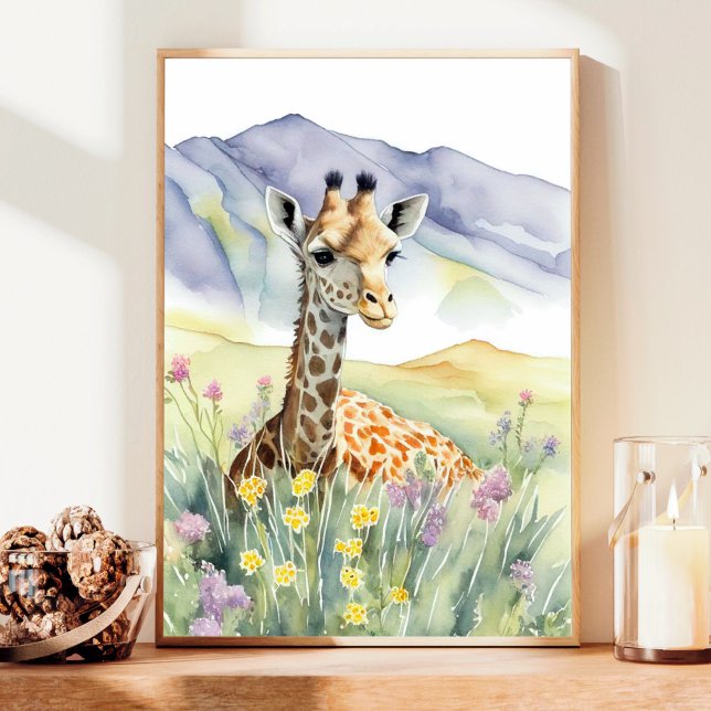 Affiche Peinture à l'aquarelle Giraffe (Créateur téléchargé)