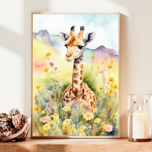 Affiche Peinture à l'aquarelle Giraffe (Créateur téléchargé)