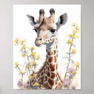 Affiche Peinture à l'aquarelle Giraffe