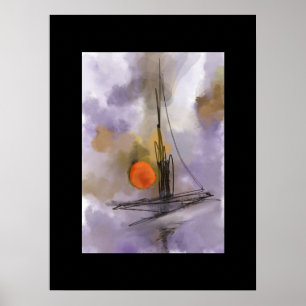 Affiche Peinture à l'aquarelle navire dessiné à la main su