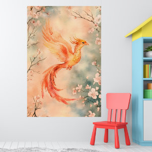 Affiche peinture à l'aquarelle représentant un phénix myth