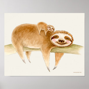 Affiche Peinture à l'eau douce et mignonne pour bébé