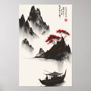 Affiche peinture à l'encre chinoise
