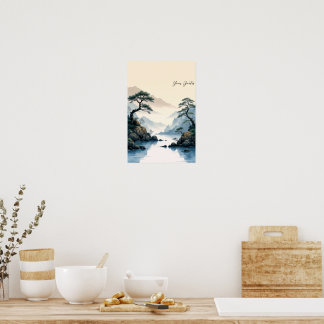 Affiche Peinture à l'encre chinoise de la rivière de la mo