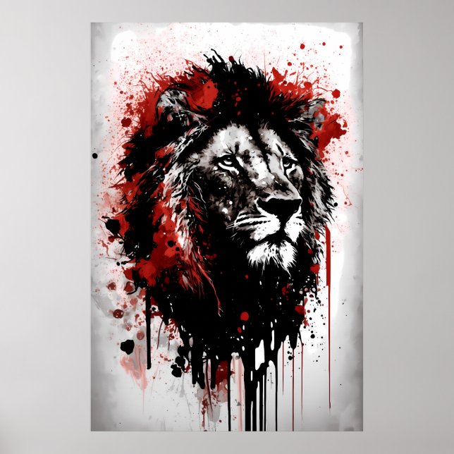 Affiche Peinture à l'encre de lion (Devant)
