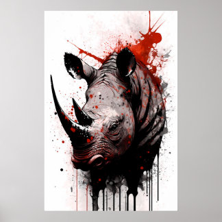 Affiche Peinture à l'encre de rhinocéros