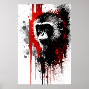 Affiche Peinture à l'encre de singe capucin