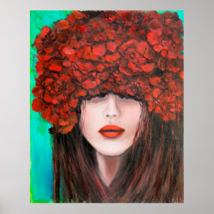 Affiche Peinture à l'huile Abstraite montrant le visage de