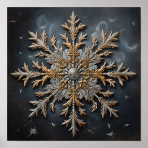 Affiche peinture à l'huile antique d'un flocon de neige