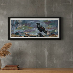 Affiche Peinture à l'huile Corbeau Noir Corneille Gothique
