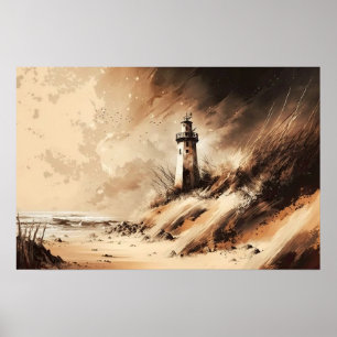 Affiche Peinture à l'huile d'art du vieux phare
