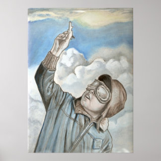 Affiche Peinture à l'huile d'aviateur nostalgique