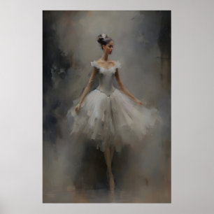 Affiche Peinture à l'huile de ballet de ballerine, Dark Ac