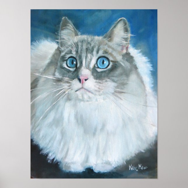 Affiche Peinture à l'huile de chat Ragdoll (Devant)