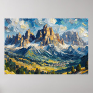 Affiche Peinture à l'huile de Dolomites