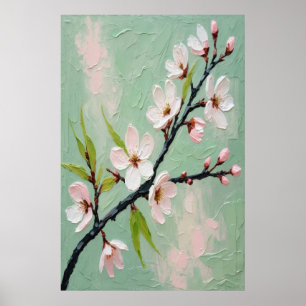 Affiche Peinture à l'huile de fleurs de printemps sur toil
