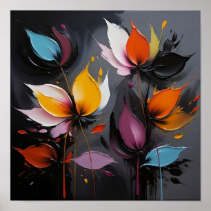 Affiche Peinture à l'huile de fleurs (Gras, Texture)