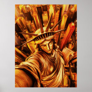 Affiche Peinture à l'huile de la statue de la Liberté styl