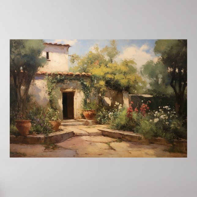 Affiche Peinture à l'huile de monastère d'Europe vintage (Devant)