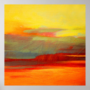 Affiche Peinture à l'huile de paysage abstraite sur toile,