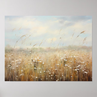 Affiche Peinture à l'huile de paysage de fleur sauvage