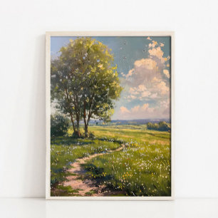 Affiche Peinture à l'huile de paysage printanier, été vint