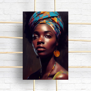 Affiche Peinture à l'huile de portrait de femme noire