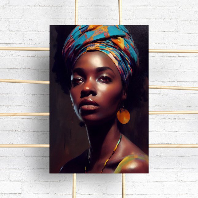 Affiche Peinture à l'huile de portrait de femme noire (Créateur téléchargé)