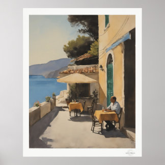 Affiche Peinture à l'huile de repas en plein air au bord d