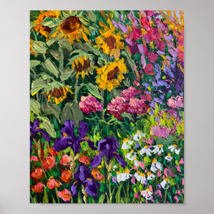 Affiche Peinture à l'huile de tournesol d'été radieux et i
