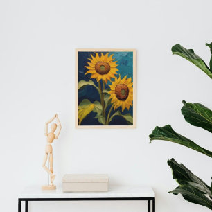 Affiche peinture à l'huile de tournesols dans le style de