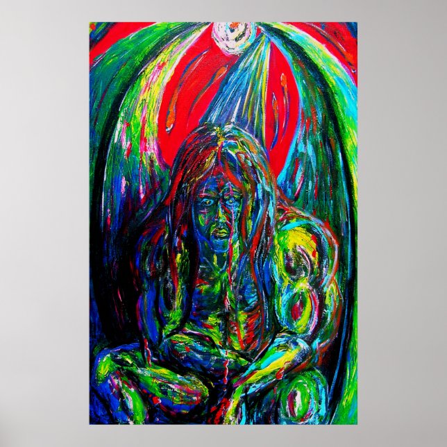 Affiche Peinture à l'huile d'homme abstrait coloré (Devant)