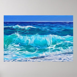 Affiche Peinture à l'huile d'Ocean Waves