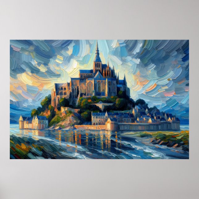 Affiche Peinture à l'huile du Mont-Saint-Michel (Devant)