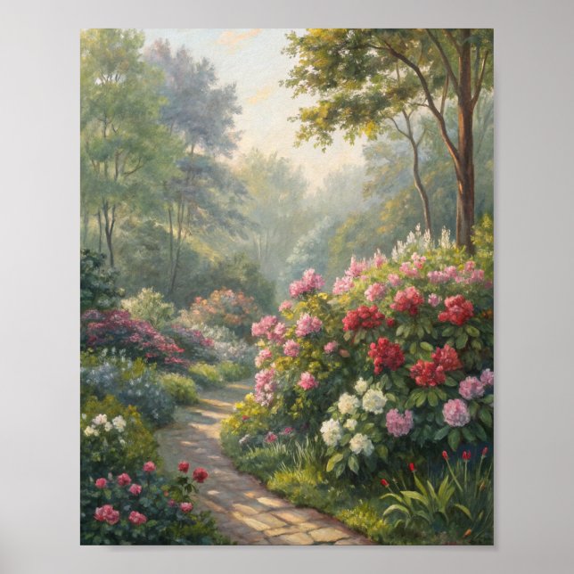 Affiche Peinture à l'huile d'un chemin de jardin printanie (Devant)
