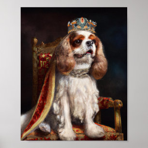 Affiche Peinture à l'huile d'un chien portant une couronne