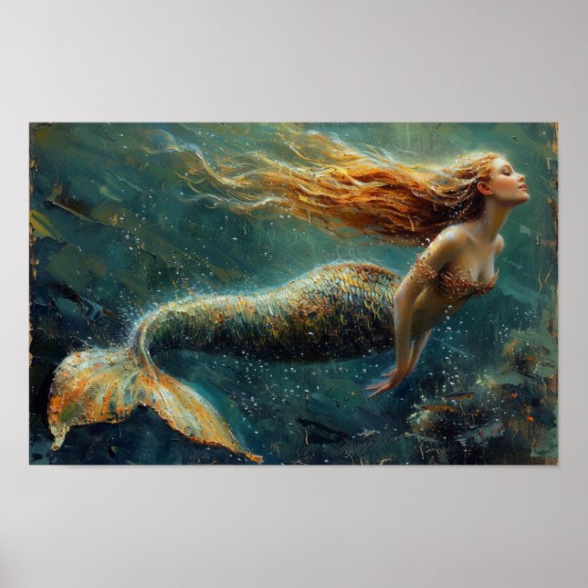 Affiche Peinture à l'huile d'une sirène (Devant)